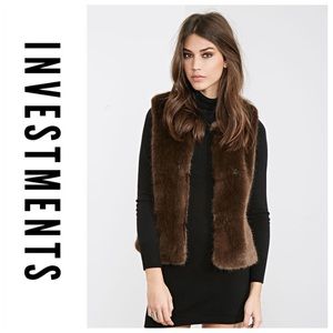 Investments Brown Fur Vest Medium  like new